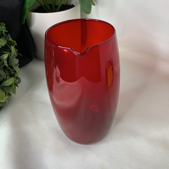 Vintage Cambridge Glass Carmen Red Mini Martini Pitcher /Cocktail Mixer /creamer - Picture 3 of 5